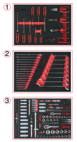 KS Tools Système universel d'insertion pour 3 tiroirs avec 215 outils de qualité supérieure  L