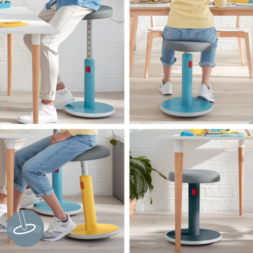 Leitz tabouret assis-debout Ergo Cosy Aktiv, assise gris, partie inférieure du pied antidérapante  L