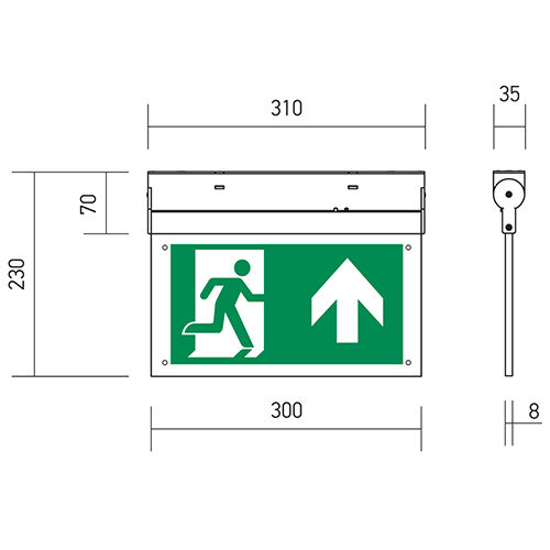 B-Safety Lampe de signalisation DEL L-LUX Standard, fixation Pour montage mural ou au plafond  L