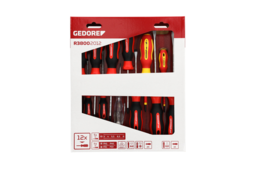 GEDORE R38002012 Jeu de tournevis PH+PZ+LS 2K 12 pièces  L