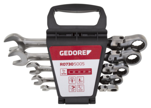 GEDORE R07305005 Jeu de clés mixtes à cliquet articulées SW8-19 mm  L