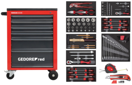 GEDORE R21560001 Jeu d'outils dans une servante d'atelier MECHANIC rouge 119 pièces  L