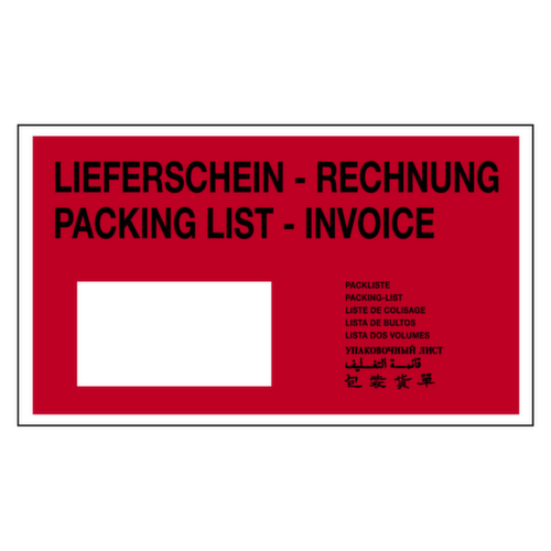 Pochette pour documents « Bordereau de livraison - Facture / Packing List - Invoice », DIN long  L