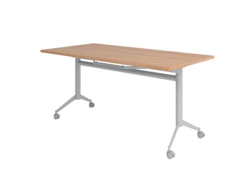 Table pliante roulante, hauteur x largeur x profondeur 750 x 1600 x 800 mm, panneau noyer  L