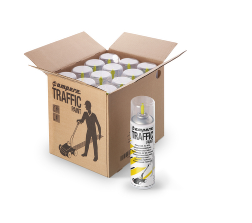 a.m.p.e.r.e. Kit de marquage au sol TRAFFIC PAINT® avec 12 bombes de peinture, jaune  L