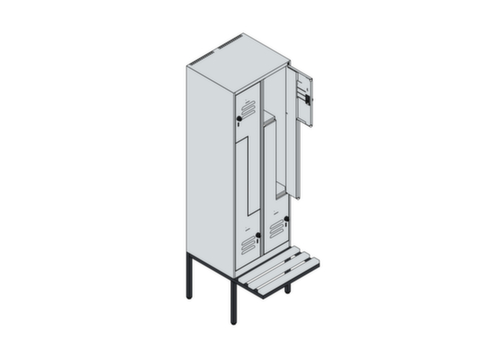 C+P Armoire vestiaire Z Classic Plus avec banc intégré, largeur de compartiment 300 mm  L