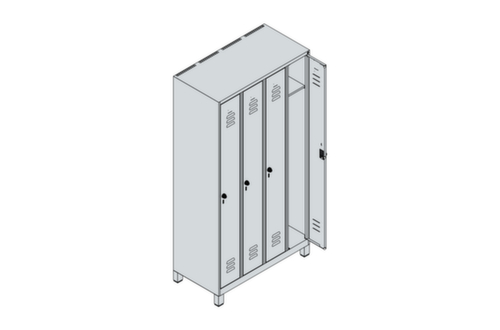 C+P Armoire vestiaire Classic Plus à 4 compartiments, largeur de compartiment 250 mm  L