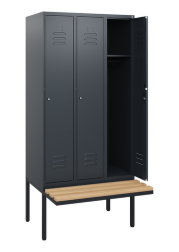 C+P Armoire vestiaire Classic Plus avec banc, largeur de compartiment 300 mm  L