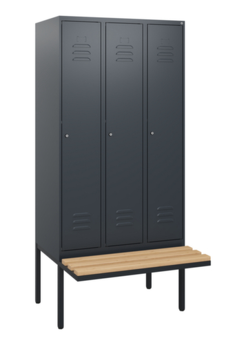 C+P Armoire vestiaire Classic Plus avec banc, largeur de compartiment 300 mm