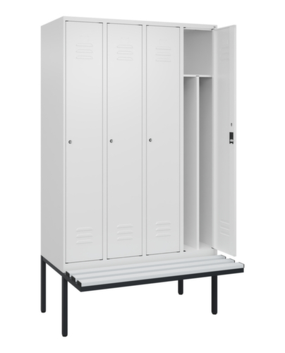 C+P Armoire vestiaire avec banc Classic Plus pour une séparation en noir et blanc, largeur de compartiment 300 mm  L