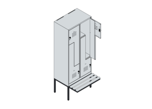 C+P Armoire vestiaire Z Classic Plus avec banc intégré, largeur de compartiment 400 mm  L