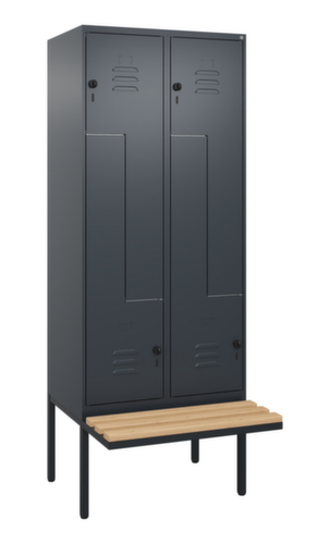 C+P Armoire vestiaire Z Classic Plus avec banc intégré, largeur de compartiment 400 mm