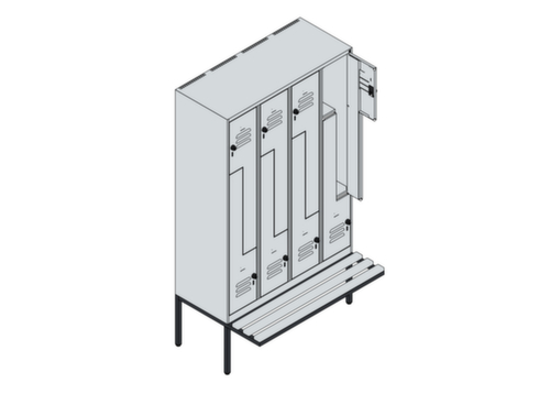 C+P Armoire vestiaire Z Classic Plus avec banc intégré, largeur de compartiment 300 mm  L