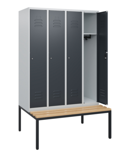 C+P Armoire vestiaire Classic Plus avec banc, largeur de compartiment 300 mm  L