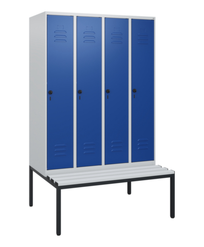 C+P Armoire vestiaire Classic Plus avec banc, largeur de compartiment 300 mm