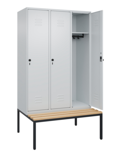 C+P Armoire vestiaire Classic Plus avec banc, largeur de compartiment 400 mm  L