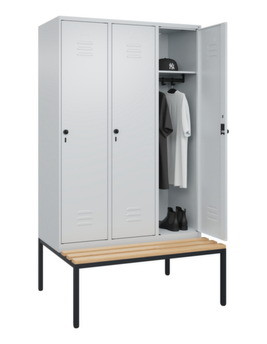 C+P Armoire vestiaire Classic Plus avec banc, largeur de compartiment 400 mm  L