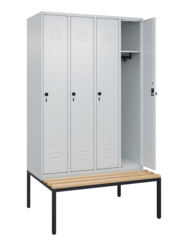 C+P Armoire vestiaire Classic Plus avec banc, largeur de compartiment 300 mm  L