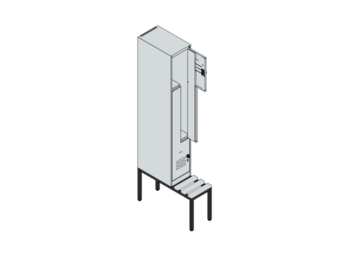 C+P Armoire vestiaire Z Classic Plus avec banc intégré, largeur de compartiment 300 mm  L