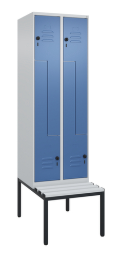 C+P Armoire vestiaire Z Classic Plus avec banc intégré, largeur de compartiment 300 mm