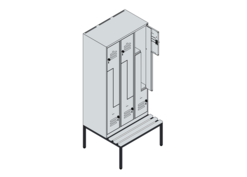 C+P Armoire vestiaire Z Classic Plus avec banc intégré, largeur de compartiment 300 mm  L