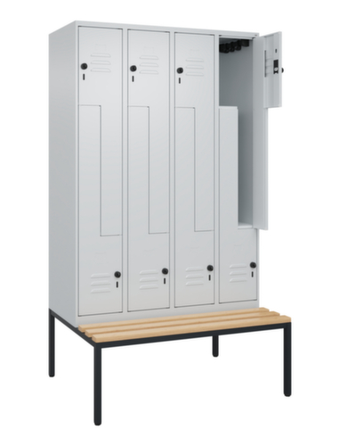 C+P Armoire vestiaire Z Classic Plus avec banc intégré, largeur de compartiment 300 mm  L