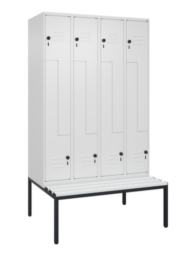 C+P Armoire vestiaire Z Classic Plus avec banc intégré, largeur de compartiment 300 mm