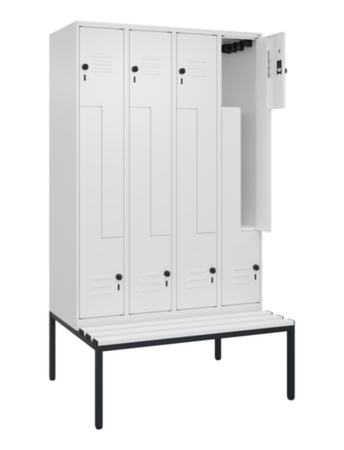 C+P Armoire vestiaire Z Classic Plus avec banc intégré, largeur de compartiment 300 mm  L