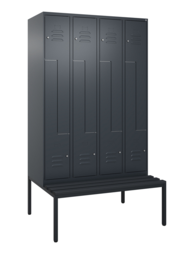 C+P Armoire vestiaire Z Classic Plus avec banc intégré, largeur de compartiment 300 mm