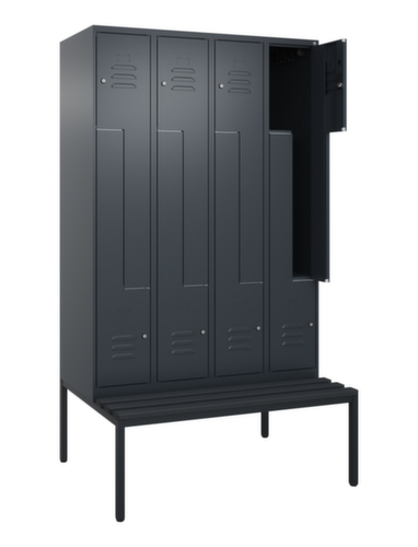 C+P Armoire vestiaire Z Classic Plus avec banc intégré, largeur de compartiment 300 mm  L