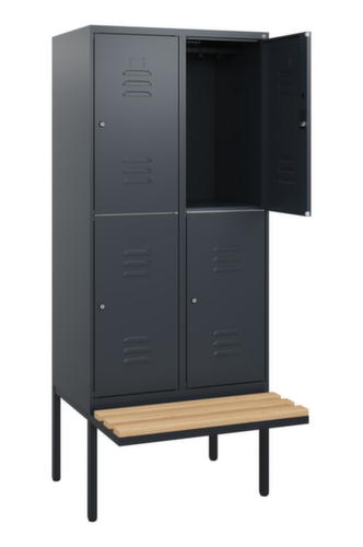 C+P Armoire vestiaire à deux niveaux Classic Plus avec banc, largeur de compartiment 400 mm  L