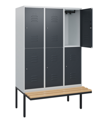 C+P Armoire vestiaire à deux niveaux Classic Plus avec banc, largeur de compartiment 400 mm  L