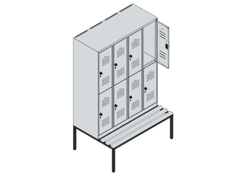 C+P Armoire vestiaire à deux niveaux Classic Plus avec banc, largeur de compartiment 300 mm  L