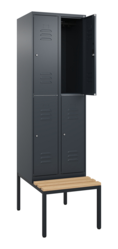 C+P Armoire vestiaire à deux niveaux Classic Plus avec banc, largeur de compartiment 300 mm  L