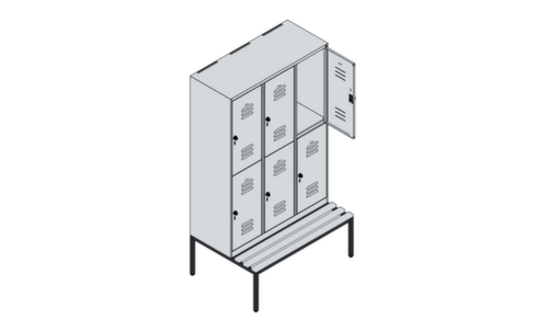 C+P Armoire vestiaire à deux niveaux Classic Plus avec banc, largeur de compartiment 400 mm  L