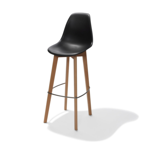 VEBA tabouret de bar Essentials Keeve avec dossier élevé, assise noir  L