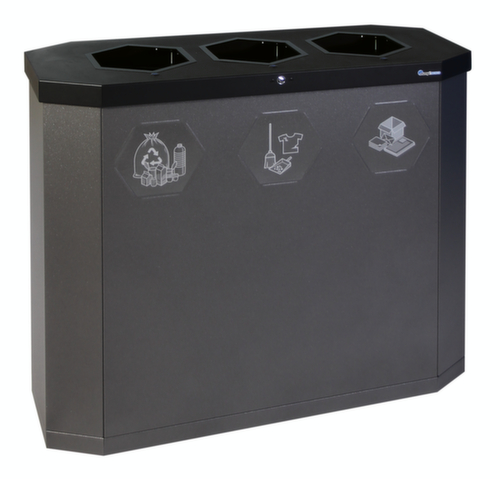 stumpf Station de collecte de matières recyclables mobile S Sixco 3 »smart«, 3 x 45 l  L