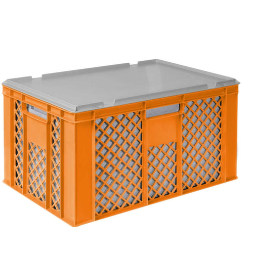 Bac gerbable norme Europe avec boîte isotherme, orange, capacité 63 l, couvercle indépendant pour boîte isotherme