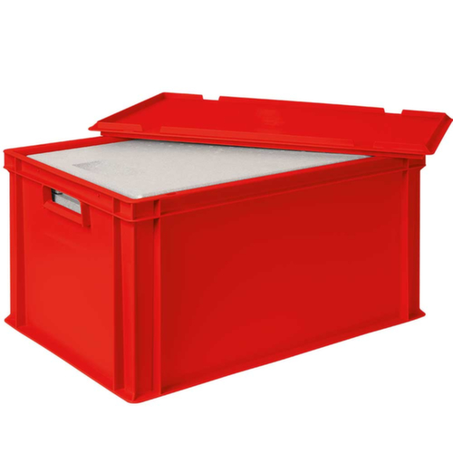 Bac gerbable norme Europe avec boîte isotherme, rouge, capacité 65 l, couvercle indépendant pour boîte isotherme  L