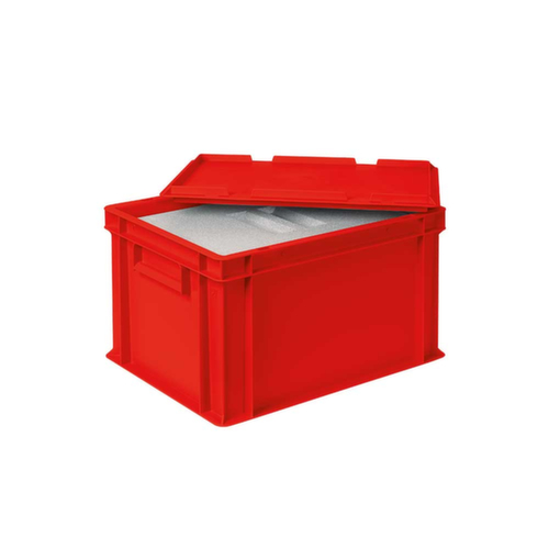 Bac gerbable norme Europe avec boîte isotherme, rouge, capacité 22,5 l, couvercle indépendant pour boîte isotherme  L