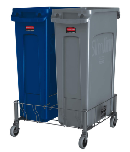 Rubbermaid chariot Slim Jim® pour 2 collecteurs de matières recyclables, pour 60 - 87 l bacs, acier inoxydable  L