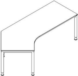 Bureau d'angle à hauteur réglable RQ60 avec piètement 4 pieds