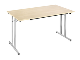 Table pliante polyvalente gerbable, largeur x profondeur 1400 x 800 mm, panneau érable
