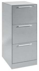 C+P Armoire pour dossiers suspendus avec poignées étrier, 3 extensions, RAL9006 aluminium blanc/RAL9006 aluminium blanc