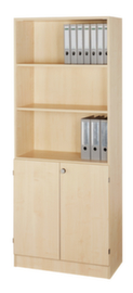 Etagère combinée Sina avec porte, 3 compartiments de rayonnage, largeur 800 mm, érable/érable