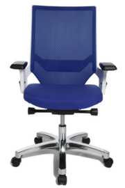 Topstar Siège de bureau pivotant Autosynchro SY avec accoudoirs, dossier maille avec support, bleu