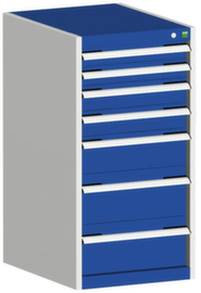 bott Armoire à tiroirs cubio surface de base 525x525 mm, 7 tiroir(s), RAL7035 gris clair/RAL5010 bleu gentiane