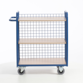 Rollcart Chariot de bureauforce 150 kg3 plateauxplateau Lxl 800x490 mmtablettes en boisRAL5010bandage TPE