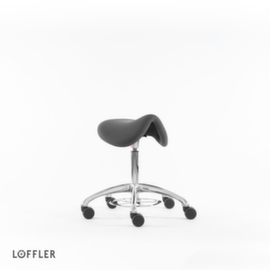 Löffler Tabouret selle de cheval Sedlo avec déclencheur à pied, assise gris, roulettes