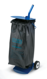 Support sacsmobile1 support sac poubelleHxlxP 870x400x400 mmpiètement bleucouvercle métallique bleu2 roulettes